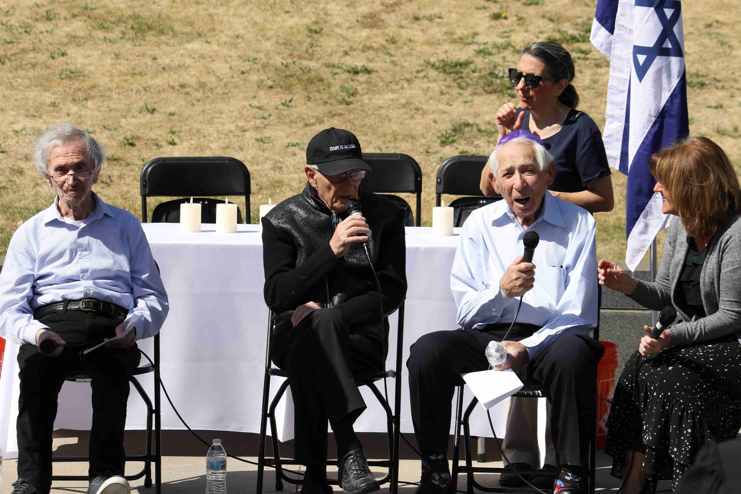 Holocaust survivors Asher Ben Basat, Oscar “Osi” Sladek, and David Zapiler
