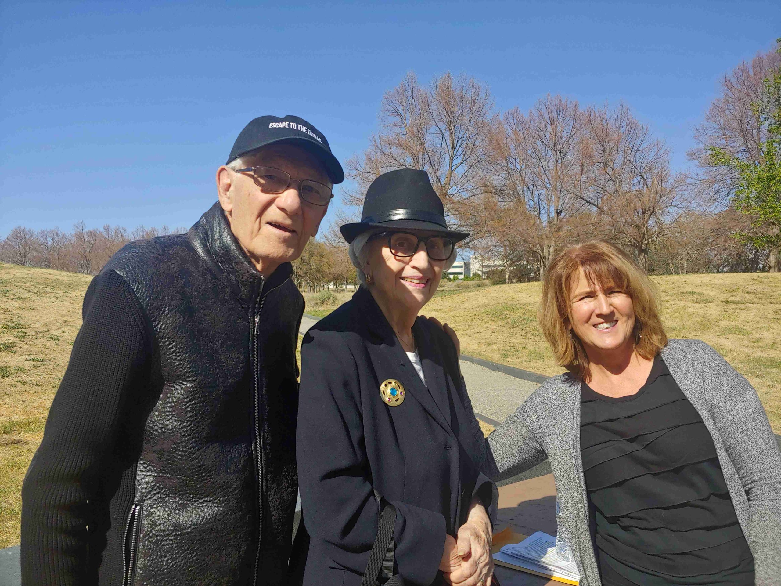 Tracy Kirscher with Holocaust survivor Osi Sladek and his wife Selma